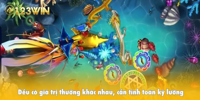 Mỗi loại cá đều có giá trị thưởng khác nhau, cần tính toán kỹ lưỡng